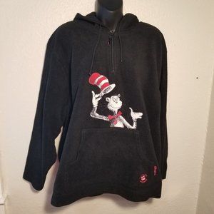 Dr. Suess Cat in the Hat Hoodie Sweater Black XL 1/4 Zip